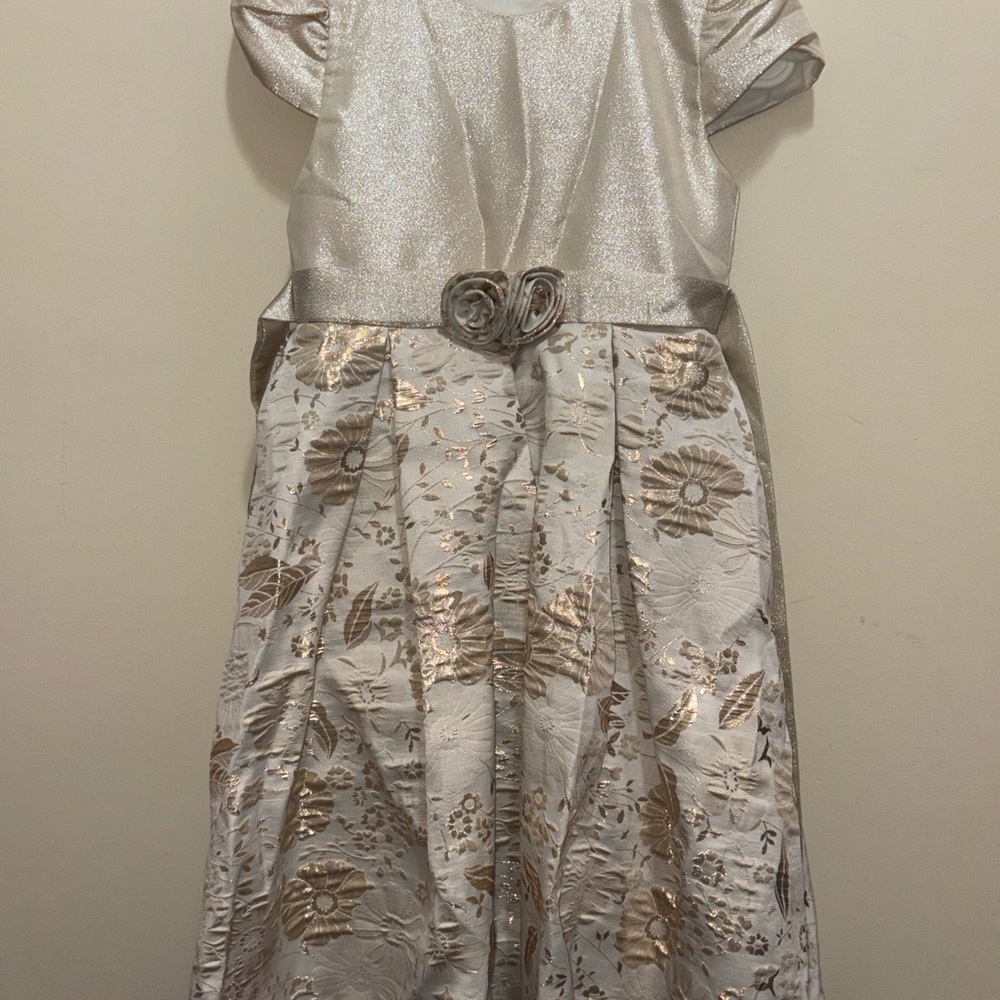Elegant Silver and Gold Kids Formal Dress